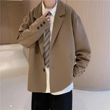 Aidase Blazers Men Casual Solid Color Loose Long Sleeve Singe Breasted Streetwear for Male Daily Outerwear Spring Fall Suit's Tops Chic