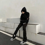 AIDASE  -  Streetwear Flared Cross Jeans Men and Women Street Tide Brand Straight Loose Wide Leg Pants Casual Trousers  Cargo Pants Women aidase-shop
