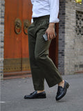 Aidase  Italian Style Retro High Waist Men's High Waist Small Straight Tube Loose Pants Paris Deduction Nine Point Overalls aidase-shop