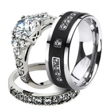 Aidase Men Fashion Stainless Steel Black Ring Ladies Rhinestone Silver Color Rings Couple Ring Jewelry Accessories New Year Gift aidase-shop