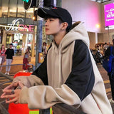 Aidase Hoodies Men Patchwork Hooded Sweatshirt Warm Winter Hoodie Loose Korean Style Casual Mens All-match Streetwear Students Chic New aidase-shop