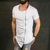 AIDASE  -  Summer wear long round neck matching half-sleeve t-shirt large undershirt high street style inclined Zipper short-sleeved t-fash aidase-shop