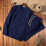 AIDASE  -  (Shirt + trousers) spring Chinese Style men shirt Cotton and linen shirts men's casual shirts A set of clothes size M-5XL aidase-shop