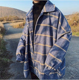 Aidase  Men Korean Style Plaid Overcoat  Overcoat Wool Mens Streetwear Windbreaker Harajuku Fashions Oversize Jackets Coats aidase-shop