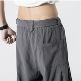 AIDASE  -  Summer Chinese Style Retro Men's Pants Loose Straight Linen Pants Tang Suit Wide Bloomers Joggers Large Size Cotton Harem Pants aidase-shop