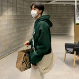 Menswear Korean Style Letter Printed Sweatshirt Men's Autumn New Loose Hooded Long Sleeve Pullover Tops Coat Tide aidase-shop