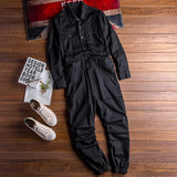 AIDASE  -  Men's long sleeve pockets cargo joggers jumpsuits Casual overalls coveralls Costume pants Black Army green Khaki aidase-shop