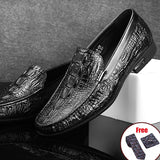 Aidase Men Leather Alligator Texture Slip-On Casual Shoes Male Sneakers loafer Mens Coffee Men Loafers Driving Shoes