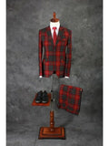 AIDASE  -  Costume Homme Men's Suits Tailor-Made 2 Pieces Checkered Red Single Breasted Notch Two-buttons Formal Tuxedos Wedding Suits aidase-shop