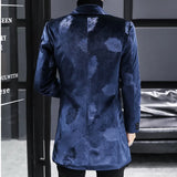 Aidase Royal Blue Print Velvet Warm Coat Designer Men Winter Wool Blends Jacket Men Trendy Slim Fit Long Winter Jacket And Coat For Men aidase-shop