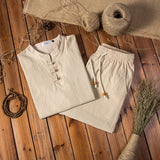 AIDASE  -  (Shirt + trousers) spring Chinese Style men shirt Cotton and linen shirts men's casual shirts A set of clothes size M-5XL aidase-shop