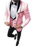 Aidase Men Suit Fashion Formal Business Slim Fit 3 Pieces White Blazers Burgundy Pants Men's  Wedding Male Set Groom Suit aidase-shop