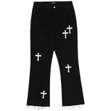 AIDASE  -  Streetwear Flared Cross Jeans Men and Women Street Tide Brand Straight Loose Wide Leg Pants Casual Trousers  Cargo Pants Women aidase-shop