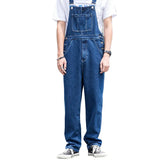 AIDASE  -  Men's Plus Size Denim Bib Overalls Classic Big Pocket Cargo Jeans Loose Working Coveralls Suspenders Jumpsuits Dark Light Blue aidase-shop