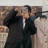 Aidase Korean Style Blazer Men Fashion Solid Color Business Casual Suit Jacket Men Streetwear Loose Dress Jackets Mens Formal Blazer aidase-shop