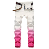 AIDASE  -  Men's Gradient Color Stretch Jeans Y2K Fashion Fancy Color Slim Pencil Pants Streetwear Trousers