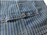 Aidase American casual retro denim blue vest washed 100% cotton vertical striped distressed buckle back gentleman camisole vintage aidase-shop