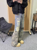 AIDASE  -  American Hip Hop Y2k Clothes Vintage Pants Design Camo Patchwork Jeans Men's Casual Straight Leg Pants designer clothes men aidase-shop