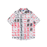 AIDASE  -  Europe American Street Retro Fun Printed Short Sleeved Shirt Men's Trendy Loose BF Casual Half Sleeved Shirts Poker Mahjong Tops aidase-shop