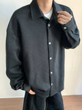 AIDASE  -  Trendy Men's Jacquard Textured Shirt Tops Spring Autumn Outdoor Casual Buttoned Lapel Cardigans Men Stylish Solid Color Shirts aidase-shop