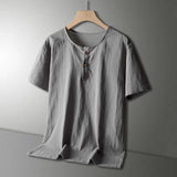 AIDASE  -  Linen short-sleeve shorts set for men, Chinese-style loose round neck summer fashion casual sportswear aidase-shop