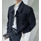 Autumn Korean Fashion Denim Set Men High Level Design Solid Color Denim Coat+Jeans Unisex Y2K Clothes Harajuku Two Piece Sets aidase-shop