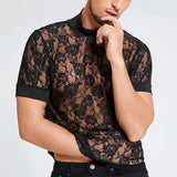 AIDASE  -  Sports Muscle Slim Elastic Mesh T Shirts Mens Sexy Hollow Out See Through Breathable Top Men Summer Stylish Short Sleeve T-shirt aidase-shop