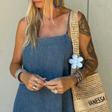 AIDASE  -  Solid Loose Denim Camisole Maxi Dress Women Casual Daily Commuting Sleeveless Backless Long Dresses 2025 Summer Outdoor Vestidos aidase-shop