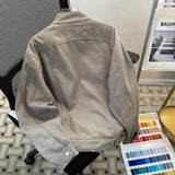 AIDASE  -  Men's Khaki Cargo Jacket Lapel Zipper Casual Loose Fit Workwear Coat aidase-shop