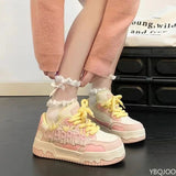 AIDASE  -  New women's leisure comfortable sports shoes fashionable versatile round toe lace up color blocked women flat shoes aidase-shop