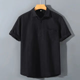 AIDASE  -  Japanese Retro Linen Square Neck Short-sleeve Men Shirt Summer Casual Thin Cardigan aidase-shop
