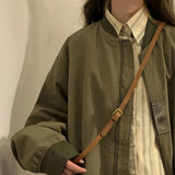 AIDASE  -  Preppy Simple Oversize Jacket Female Design Niche Korean Grunge Spring Autumn Coat Stand Collar Black Baseball Uniform Jacket aidase-shop