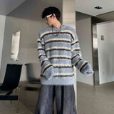 Aidase American Retro Striped Sweater Men Trendy Loose Slouchy High Street Fashion Kintted Harajuku Chic Handsome Warm Autumn Winter aidase-shop
