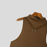 AIDASE  -  Men Tank Tops Solid Color Turtleneck Sleeveless Sexy Crop Tops Men Summer Streetwear Skinny 2025 Fashion Unisex Vests aidase-shop