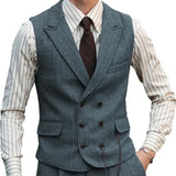 Aidase Herringbone Men Vest Dark Green Suede Leather Gentleman Business Waistcoat Vintage Regular Slim Men Suit Vest aidase-shop