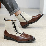 AIDASE  -  Luxury Men Business Chelsea Boots PU Side Zipper Buckle Boots British Retro Gentleman Suede Formal Boots Size 38-46 Men Boots aidase-shop