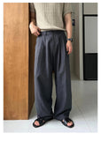 AIDASE  -  Men's Korean Light Luxury Draped Linen Wide Leg Pants Leisure Button-down Solid Color Straight Premium Elegant Sweatpants M-3XL aidase-shop