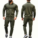 AIDASE  -  Spring Autumn Men's 2-Piece Set Color Blocking Zipper Stand Collar Casual Sports Jacket Sweatshirt Trousers Suit aidase-shop