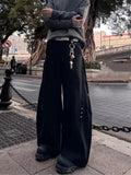 AIDASE  -  American Sle Rivet Deconstructed Knife Casual Pants Men Women Summer High Waist Wide Leg Dra Long Trousers aidase-shop