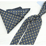 AIDASE  -  2PCS Neck Ties Set Fashion Paisley Striped Neckties Gentlemen Daily Wear Navy White Block Pocket Square Wedding Tuxedo Accessory aidase-shop