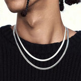 AIDASE  -  4mm Titanium Steel Flat Snake Chain Necklace For Men Women Hip Hop Party Jewelry Accessories Basic Chain Necklace aidase-shop