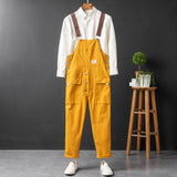 AIDASE  -  Men Y2K Fancy Color Bib Overalls Loose Pockets Cargo Cotton Pants Casual Plus Size Jumpsuits Coveralls aidase-shop