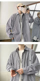 Aidase Oversized Loose Striped Shirt Unisex Spring Autumn Mens Long sleeved Tops Fashion Casual Shirts Cardigan Streetwear Couple Ins
