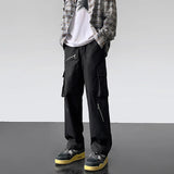 AIDASE  -  Ment's Solid Big Pocket Zip Trendy Street Fashion Casual Pants Loose Comfortable College Wide Leg Pants aidase-shop