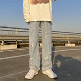 Aidase New Men's jeans Neutral Wide Leg Denim Trousers Loose Straight Luxury Jeans Youth Street Casual Cross Embroidery Hip hop Pants aidase-shop