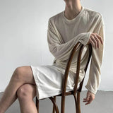AIDASE  -  Autumn New Men's Solid Color Long-Sleeved T-Shirt American Retro Fashion Trend Casual Simple Loose Breathable Niche Men's Tops aidase-shop