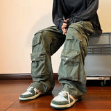 Aidase Multi-pockets Cargo Pants Harajuku Streetwear Casual Tooling Pant Men's Hip-hop Mopping Trousers Vintage Daily Wide Leg Pants