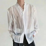 AIDASE  -  Spring/Summer Elegant Sexy Men's Shirt Long Sleeve Single Breast Solid Color Korea Fashion Male Tops