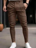 AIDASE  -  Spring Fall Men's Casual Pants Sports Training Stretch Slim Fit Pencil Pants Men Fashion Pleated Design Solid Color Trousers aidase-shop