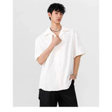 AIDASE  -  Men's Cuban Collar Textured Short Sleeve Shirt Loose Casual Summer Top aidase-shop